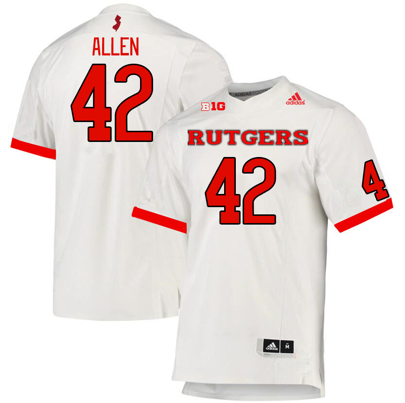 Men #42 DJ Allen Rutgers Scarlet Knights College Football Jerseys Stitched Sale-White